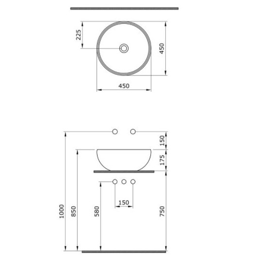 Bocchi Venezia Çanak Lavabo 45 cm Mat Beyaz 1119-002-0125