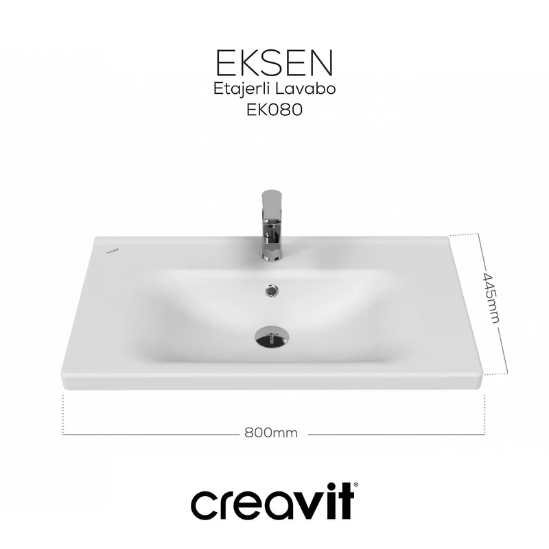Creavit EK080 Eksen Etajerli Lavabo 80 cm