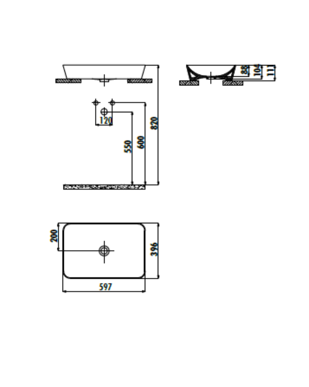 Creavit Ultra 60 cm Tezgah üstü Lavabo-Basalt Mat (Lacivert) UL060.00BM