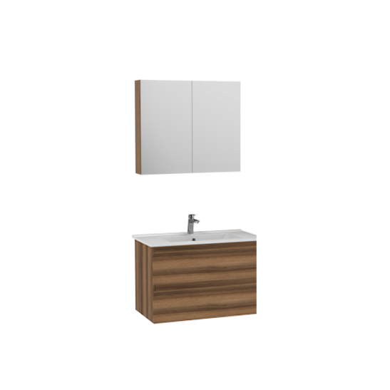 Creavit Alinda Lavabo Dolaplı Ve Aynalı Dolap Takımı Açık Ceviz 60 cm