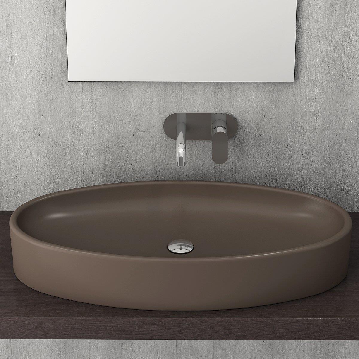 Bocchi 1014-025-0125 Vessel Elips Çanak Lavabo 85 cm Mat Kahve
