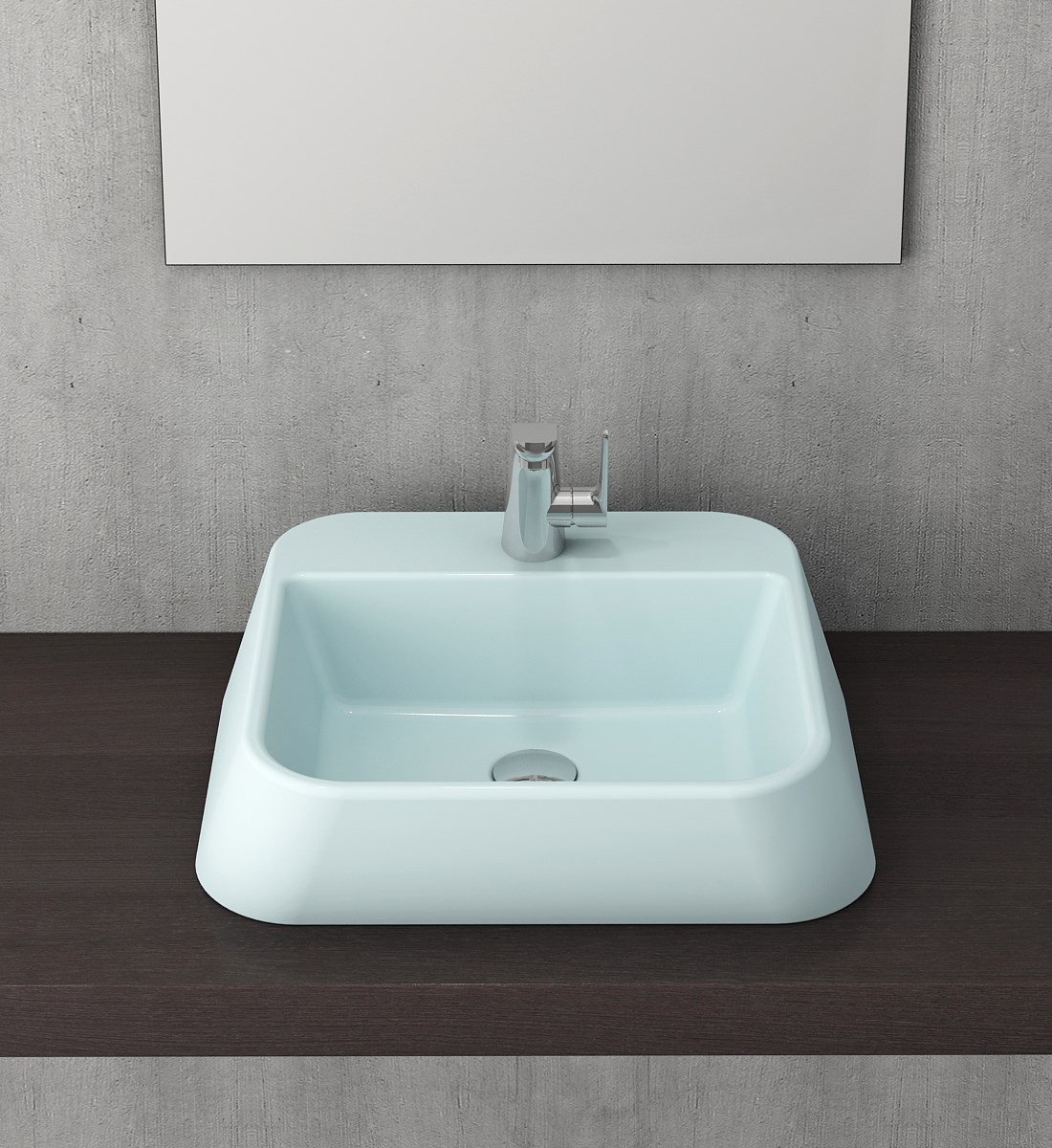 Bocchi 1074-029-0126 Firenze Batarya Banklı Lavabo Mat Buz Mavisi