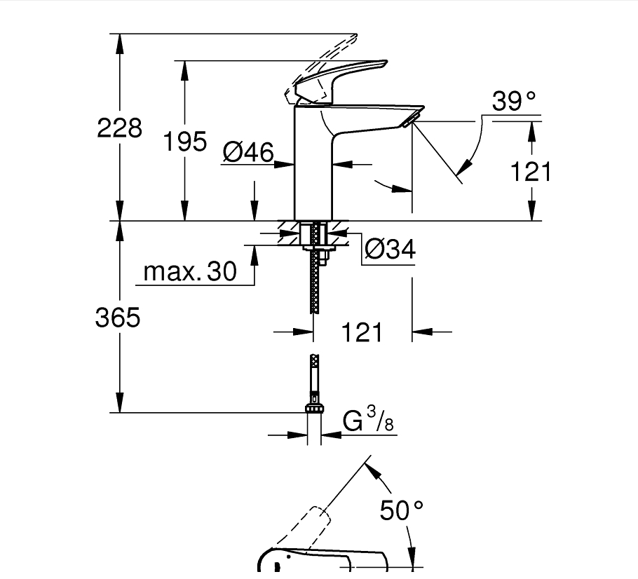 GROHE Eurosmart Tek Kumandalı Lavabo Bataryası M-Boyut Mat Siyah 233242433