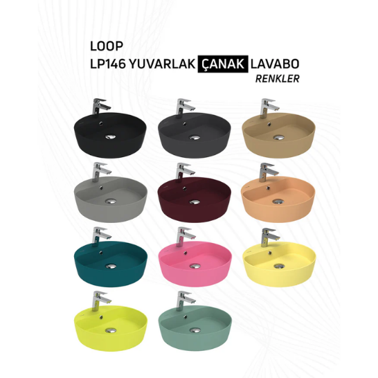 Creavit LP146 Loop 45cm Masa Üstü Çanak Lavabo Mat Antrasit