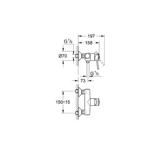 GROHE 32867000 BauClassic  Tek kumandalı duş bataryası 