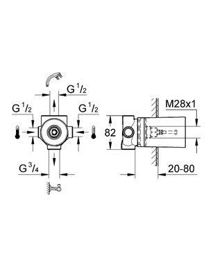 Grohe 29707000 Atrio Jota Dört Yollu Yön Değiştirici İç Gövde