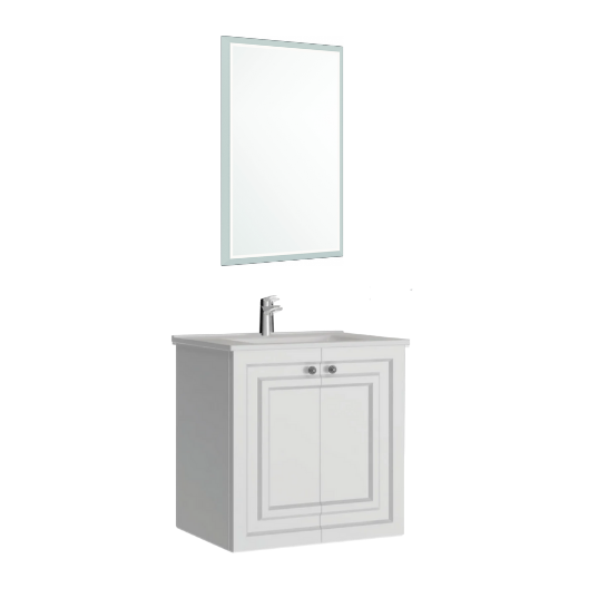 Creavit Kayra Mat Beyaz Lavabo Dolabı Takımı Dolaplı 60 cm