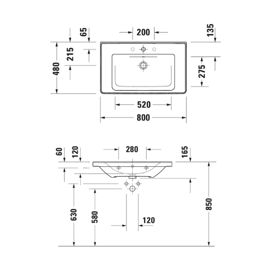 Duravit 2367800000 D-Neo Etajerli Lavabo 80 cm