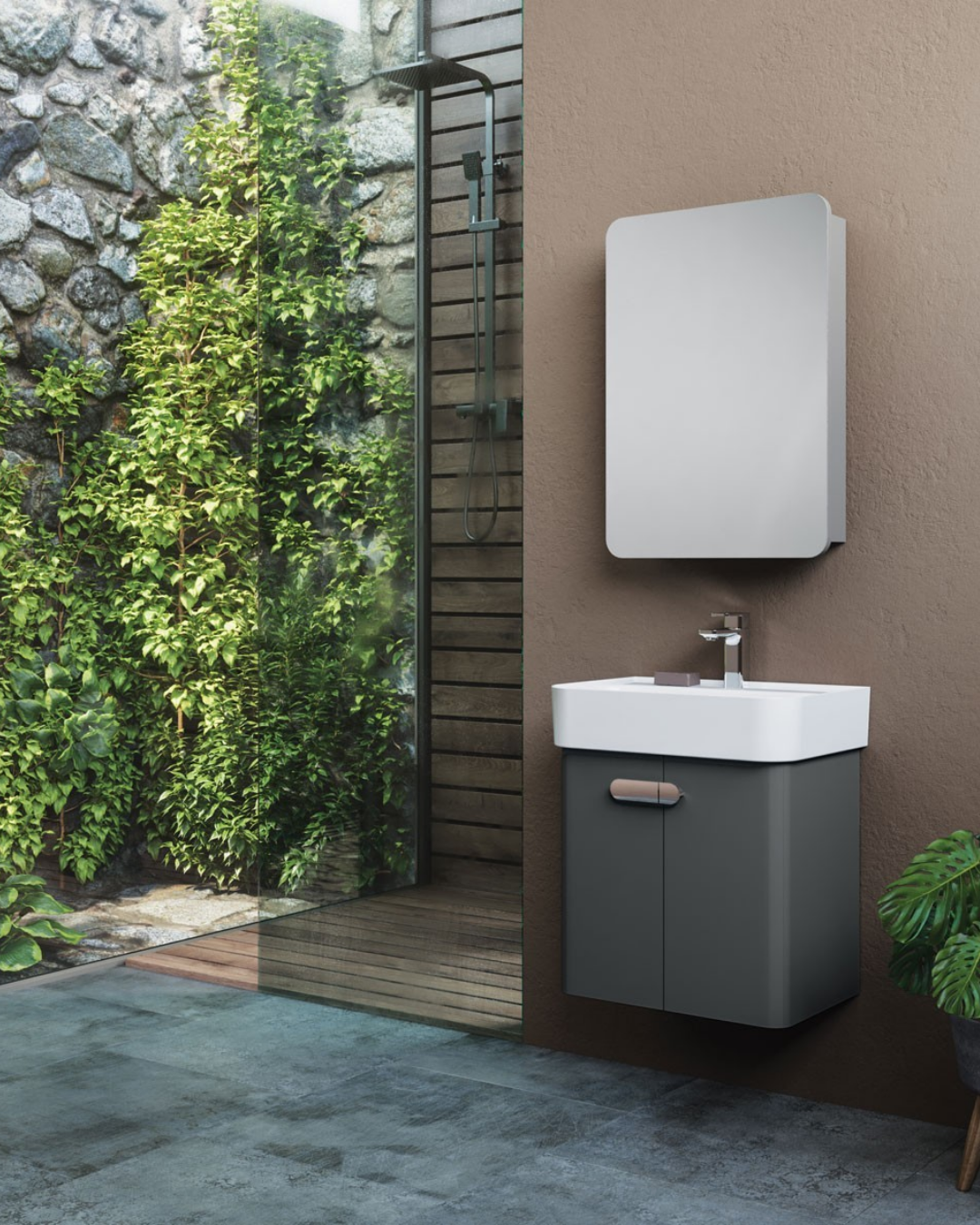 Orka Orbit 55 CM Banyo Dolabı Takımı Parlak Antrasit
