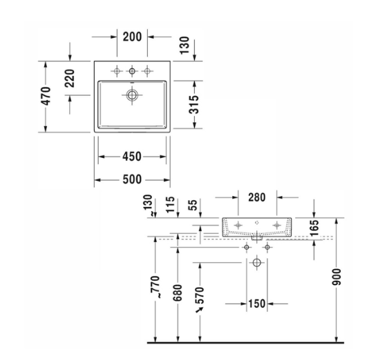 Duravit 2350500027 Vero Air Tezgahüstü Lavabo 50 cm