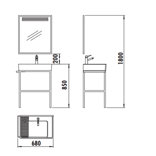 CREAVİT AR065-M Arya 70 cm Banyo Dolabı Takımı 