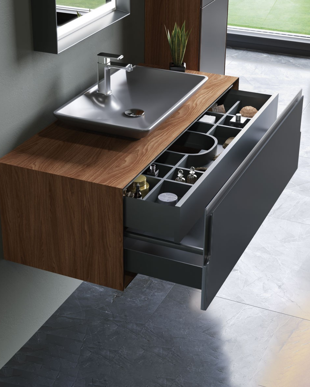 Orka Craft 120 cm Banyo Dolabı Takımı Antrasit