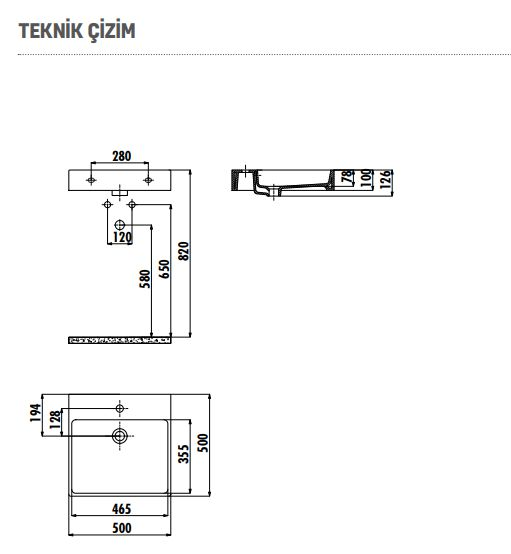 CREAVİT Next 50x50 cm Setüstü Düz Kare Lavabo NX255