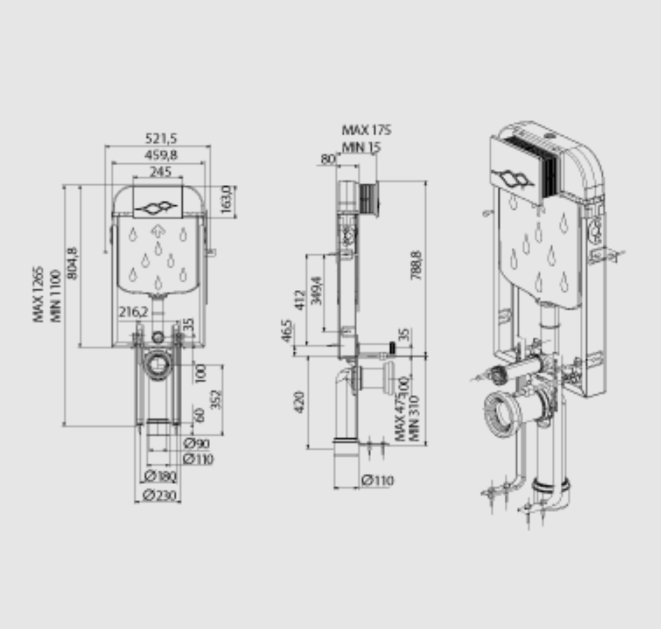 Creavit 2li Gömme Rezervuar Seti 8 cm GR5001+GP3002