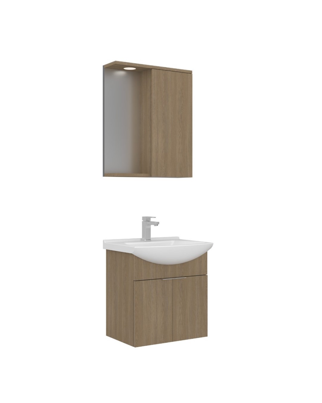 Orka Purus 55 cm Asma Ayna Dolaplı Banyo Dolabı Takımı Budva