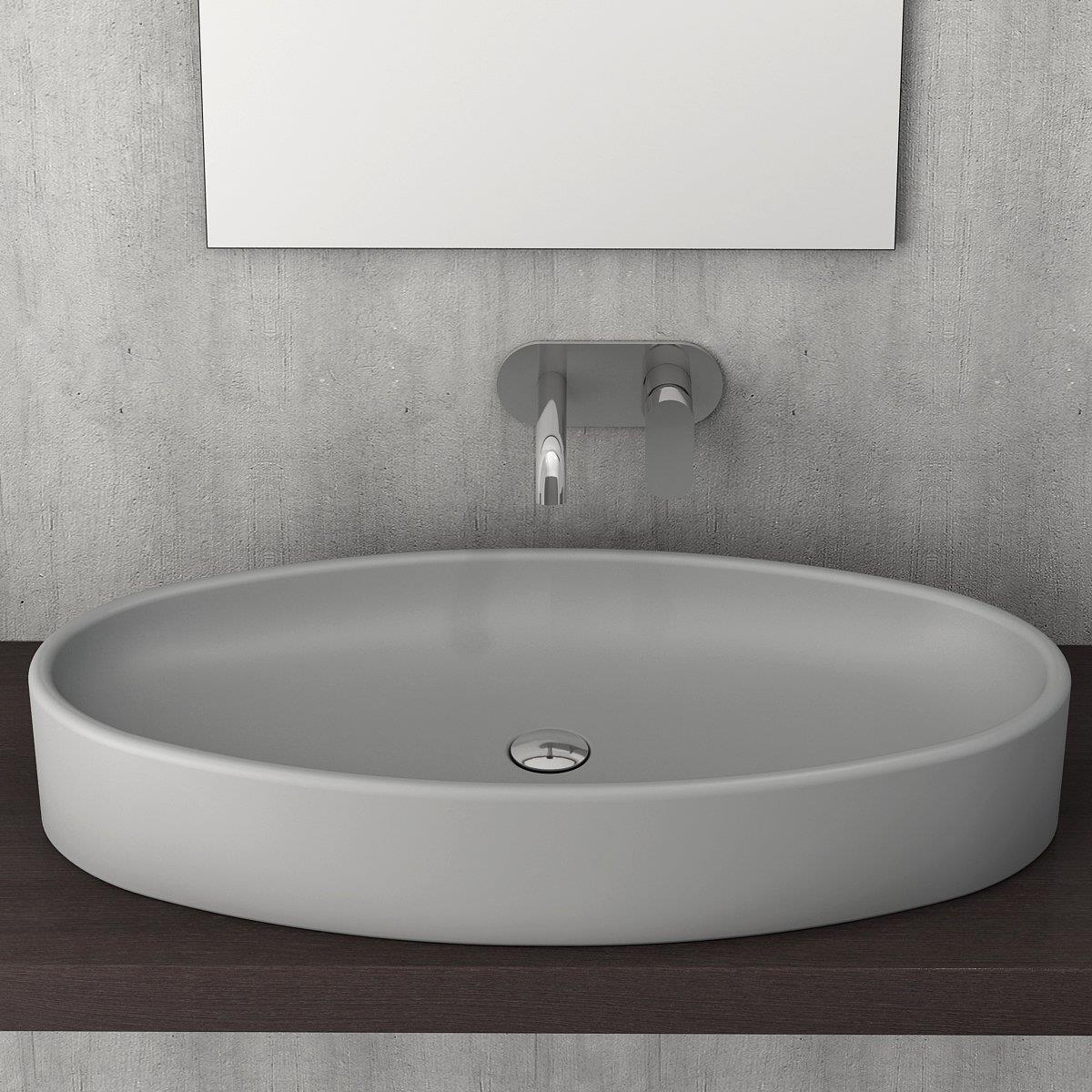 Bocchi 1014-006-0125 Vessel Elips Çanak Lavabo 85 cm Mat Gri