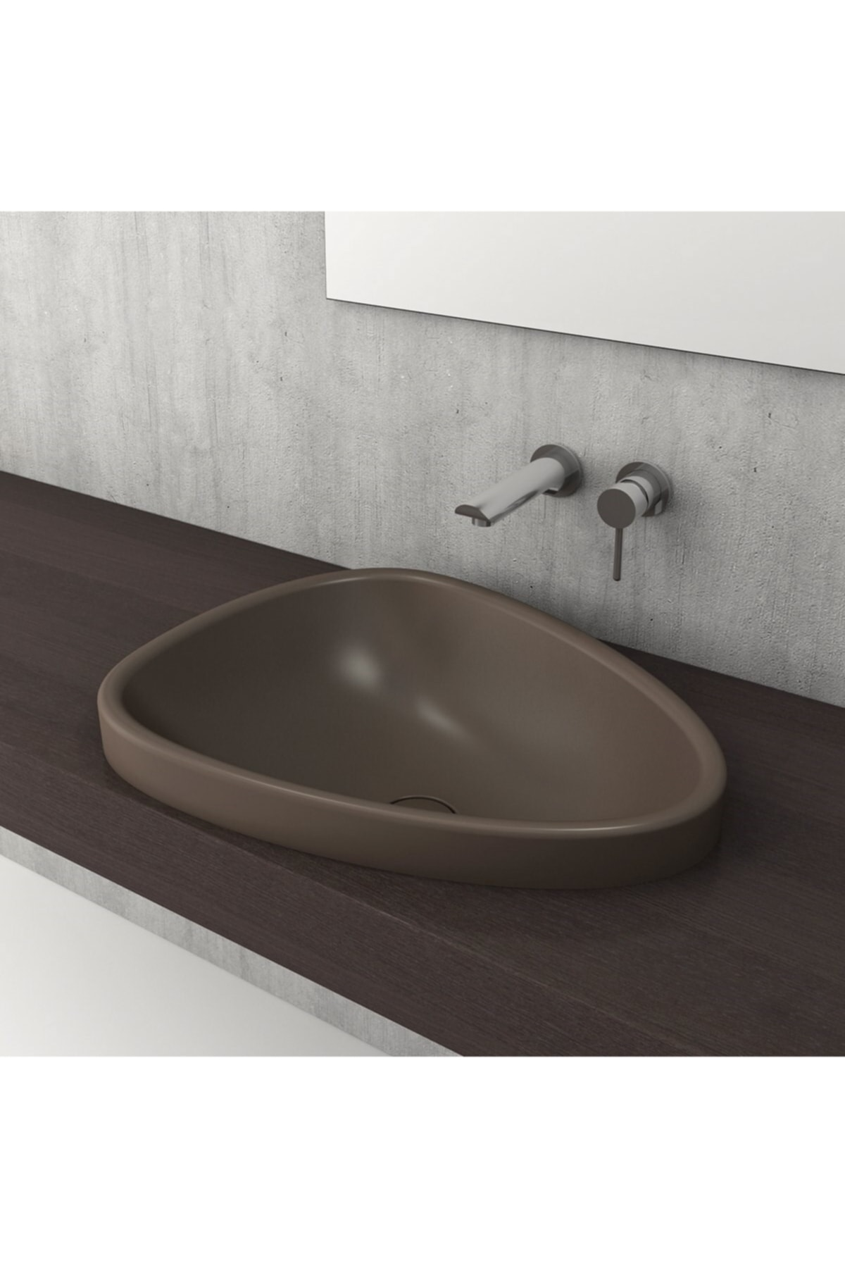BOCCHİ 1112-025-0125 Etna Tezgah Üstü Lavabo 58 Cm Mat Kahverengi
