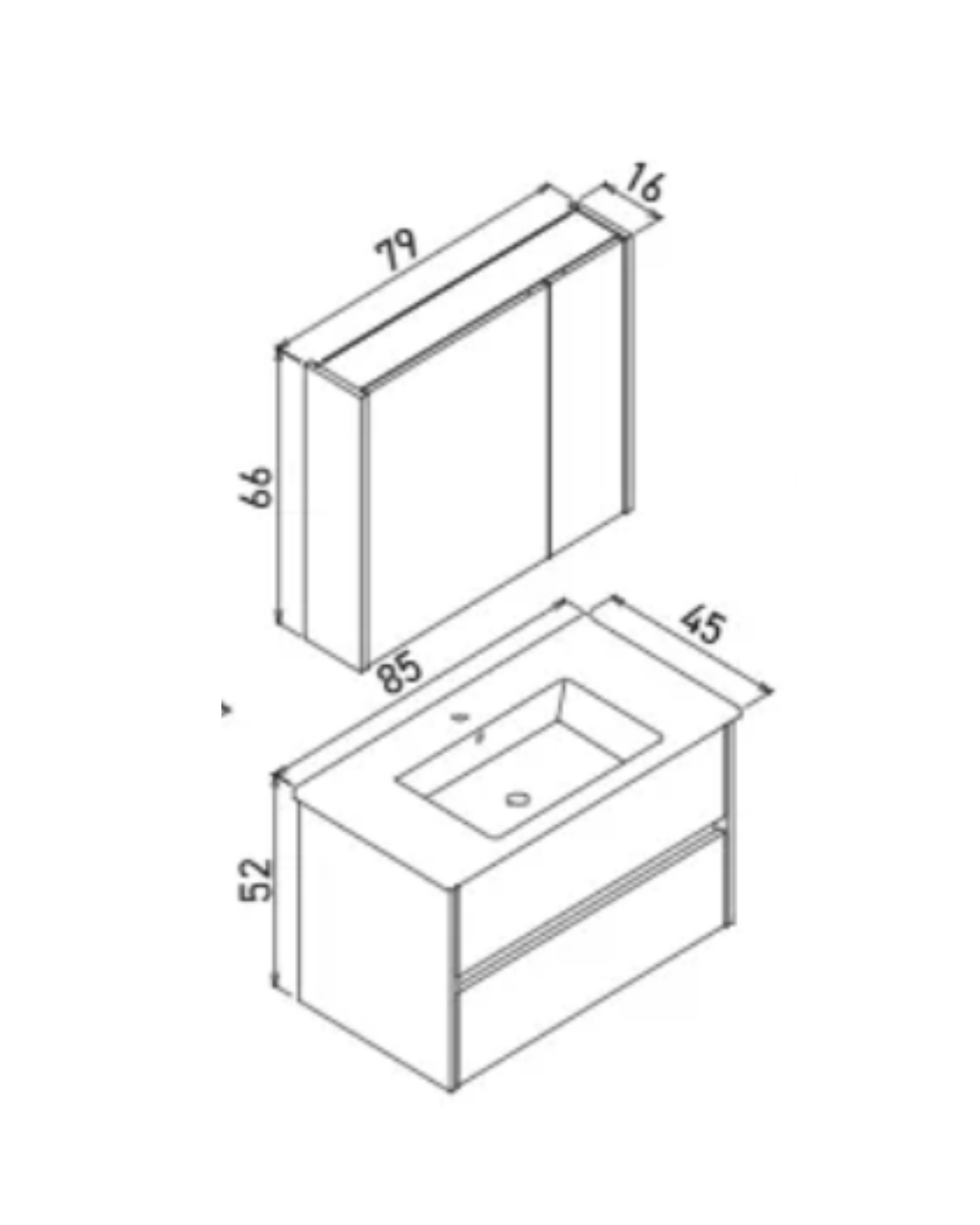 Orka Side 85 CM Çekmeceli Banyo Dolabı Takım Navaro