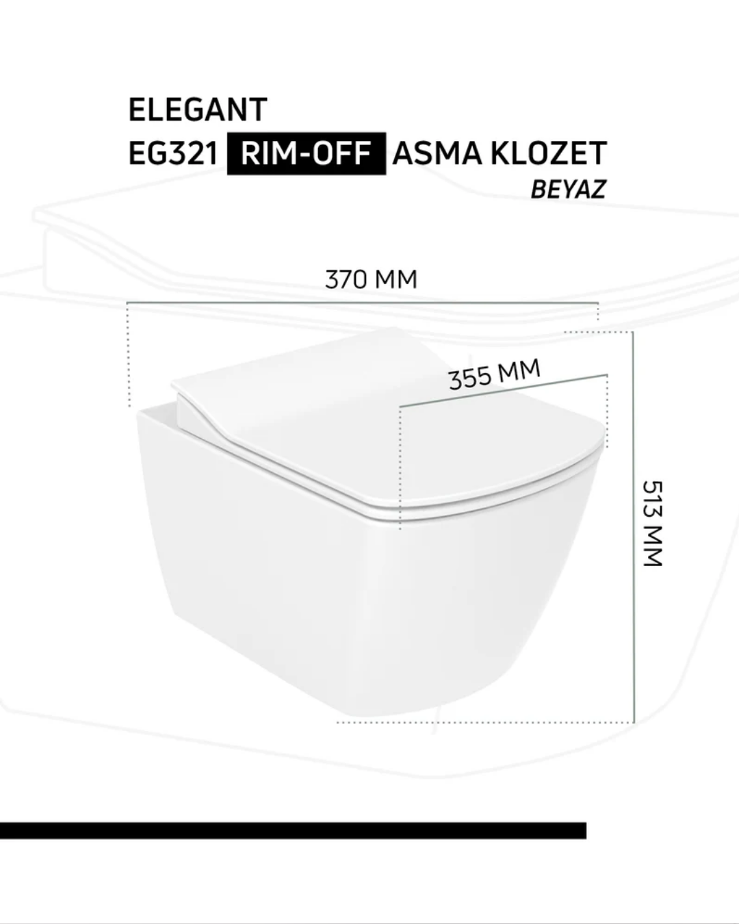 Creavit Elegant Rim-Off Yavaş Kapanan Klozet Kapaklı Parlak Beyaz Set EG321-00