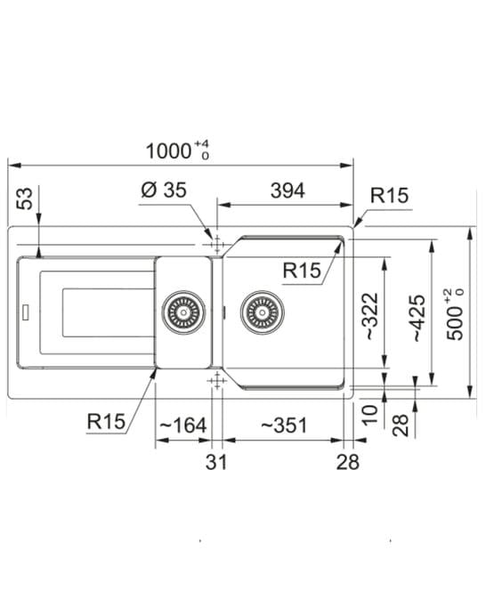 Franke Urban UBG 651-100 1,5 Göz Slate Grey Tezgahüstü Evye