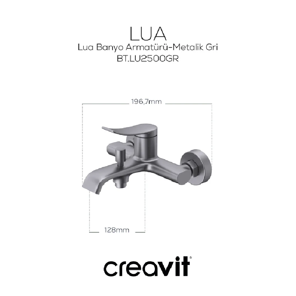 CREAVİT LU2500GR Lua Banyo Bataryası Mat Gri