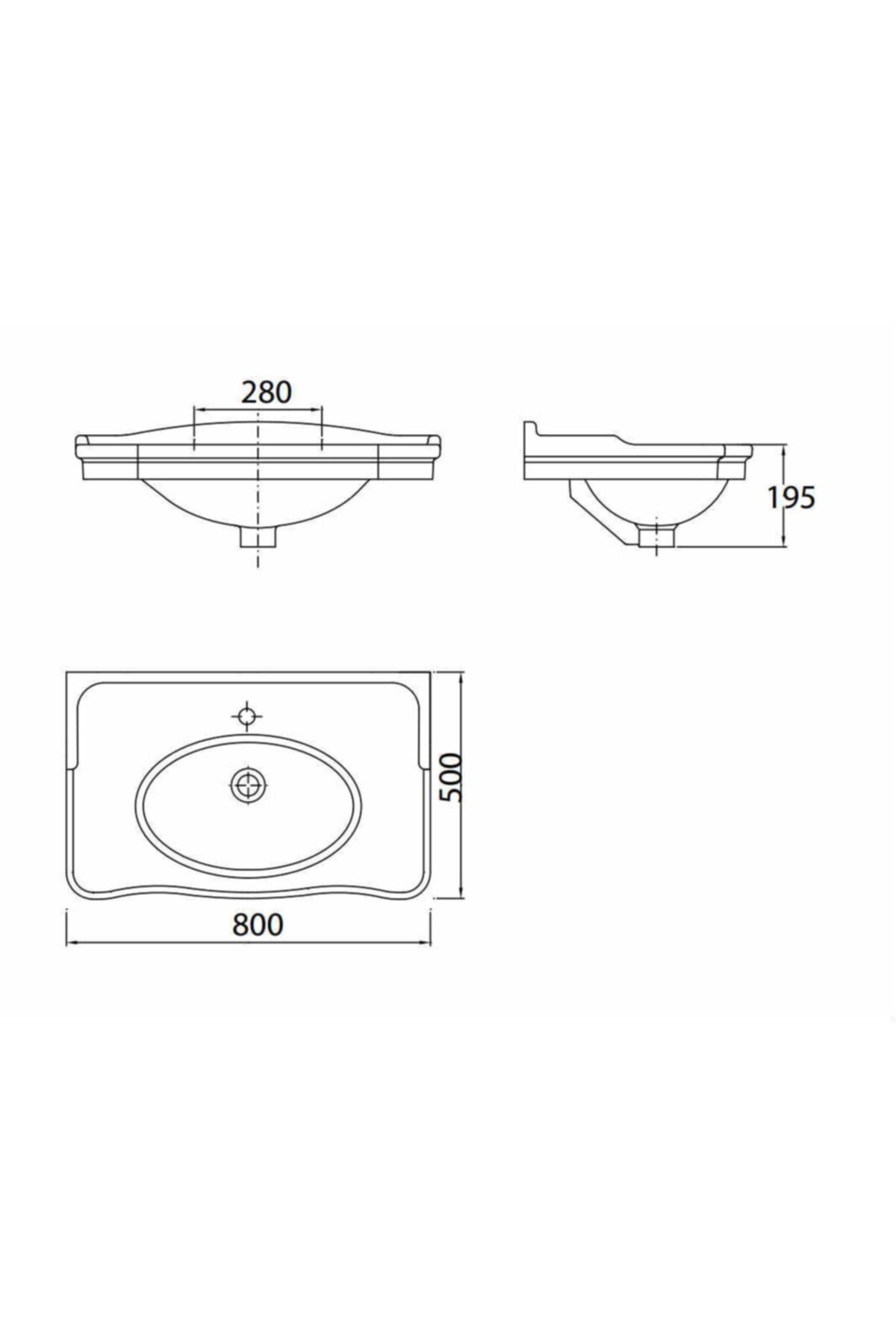 Creavit An080 Antik Etajerli Dolap Uyumlu Lavabo 80 Cm
