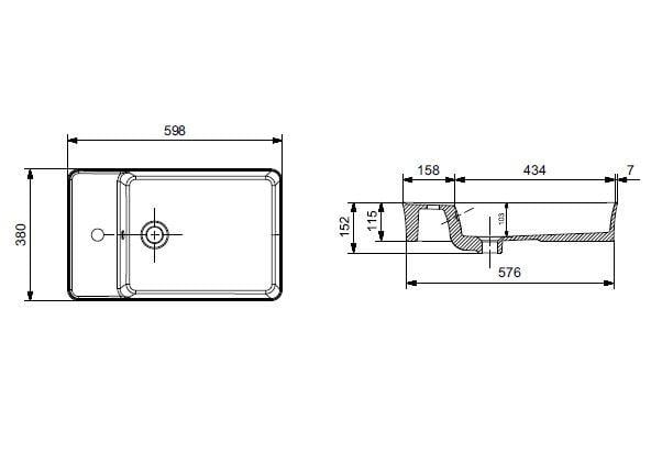 Bocchi Dikdörtgen Batarya Banklı Lavabo 60x38cm Parlak Kırmızı