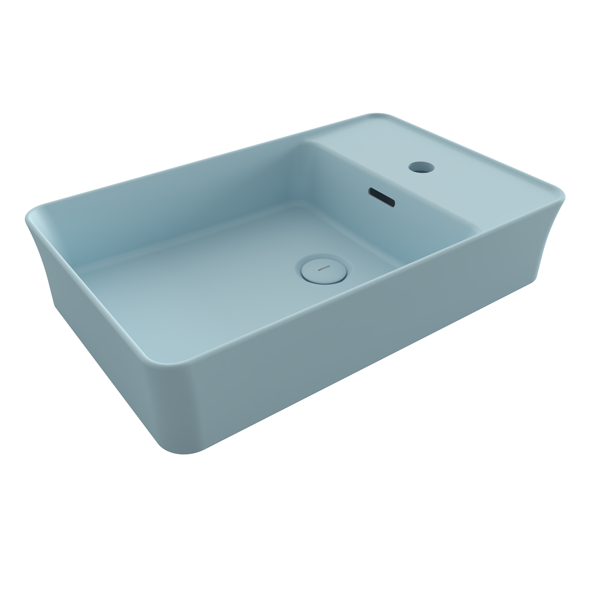 Bocchi Dikdörtgen Batarya Banklı Lavabo 60x38cm Mat Buz Mavisi