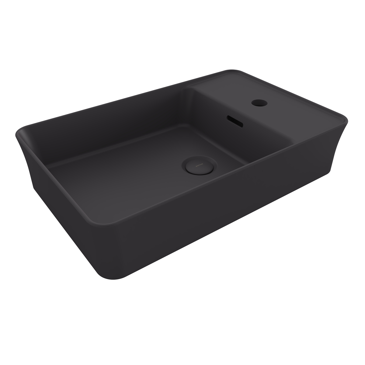 Bocchi Dikdörtgen Batarya Banklı Lavabo 60x38cm Mat Antrasit