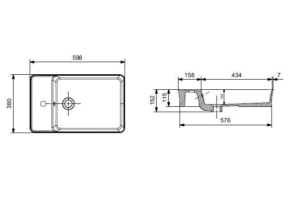 Bocchi Dikdörtgen Batarya Banklı Lavabo 60x38cm Parlak Siyah