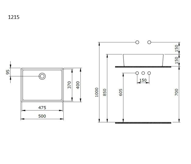 Bocchi Milano Çanak Lavabo 50 cm Gri 1215-006-0125