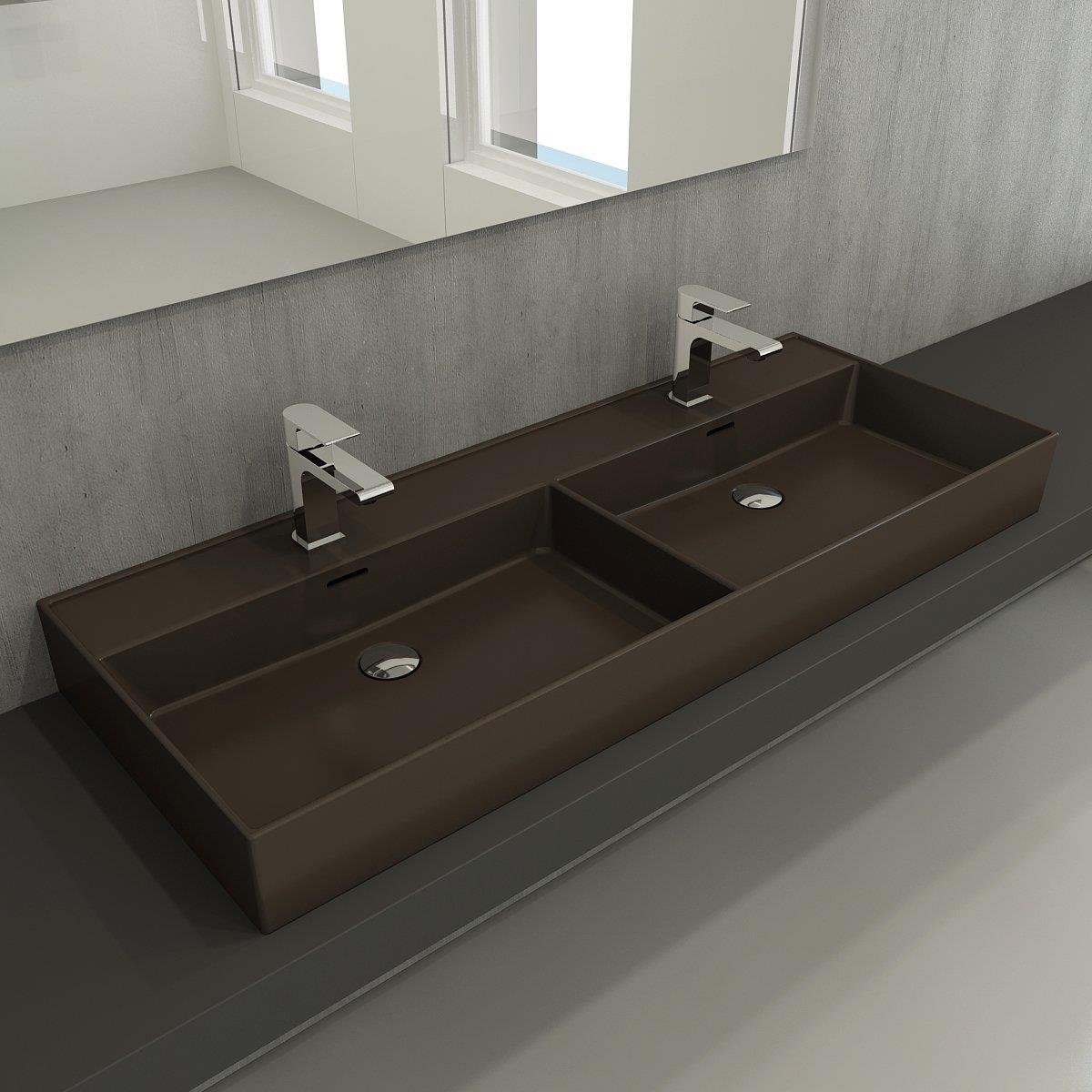 Bocchi Milano Çift Gözlü Lavabo 120 cm Mat Kahve