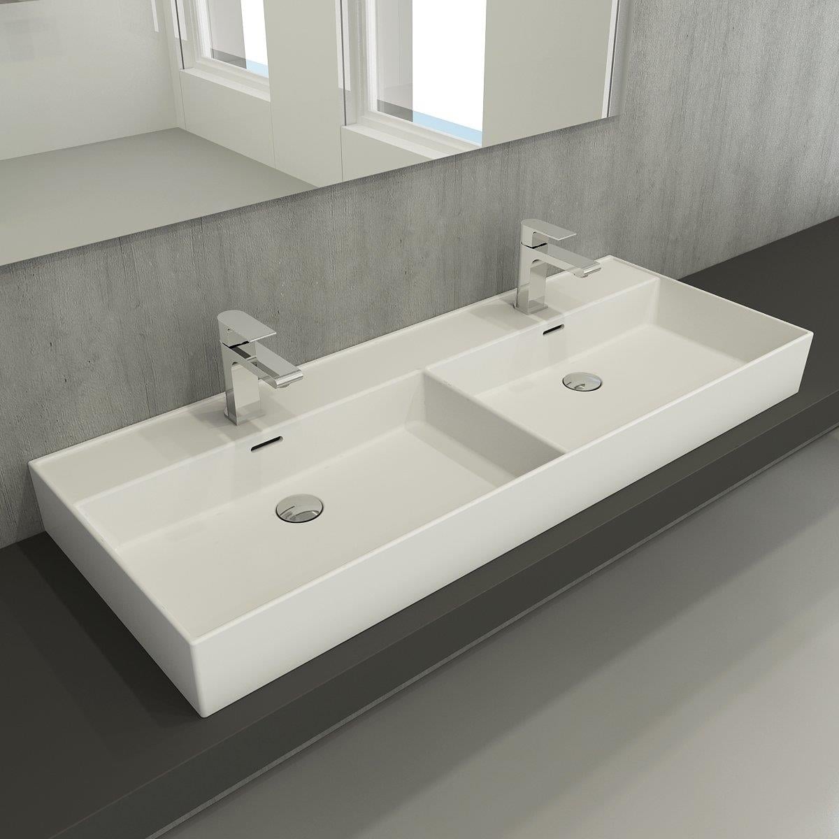 Bocchi Milano Çift Gözlü Lavabo 120 cm Mat Beyaz