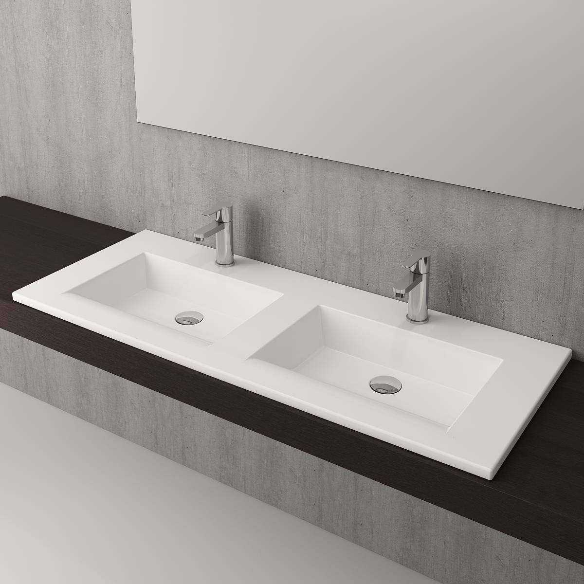 Bocchi Milano Çift Gözlü Lavabo 120 cm Parlak Beyaz