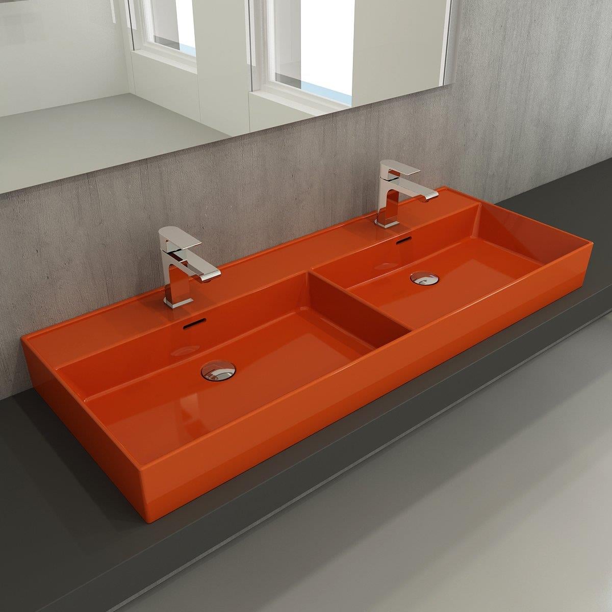 Bocchi Milano Çift Gözlü Lavabo 120 cm Parlak Turuncu