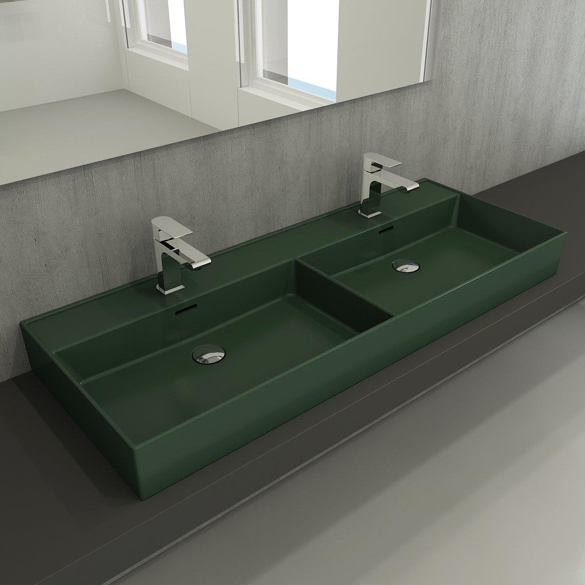 Bocchi Milano Çift Gözlü Lavabo 120 cm Mat Yeşil