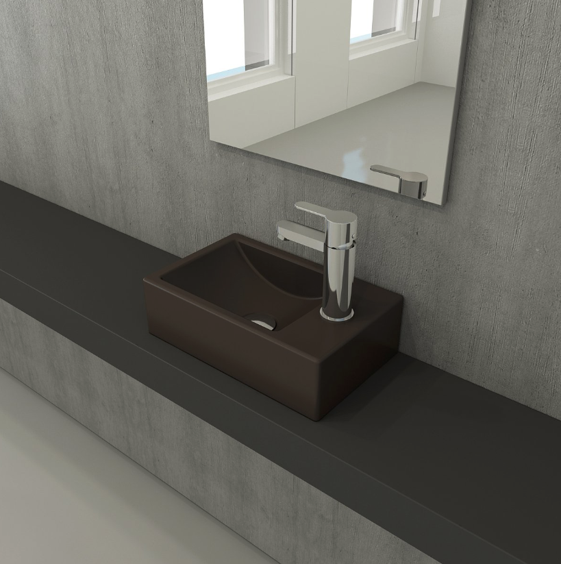 Bocchi 1419-025-0126 Milano Dar Sağ Lavabo 37 cm Mat Kahve