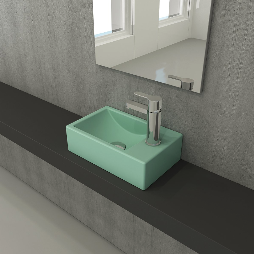 Bocchi 1419-033-0126 Milano Dar Sağ Lavabo 37 cm Mat Mint Yeşil