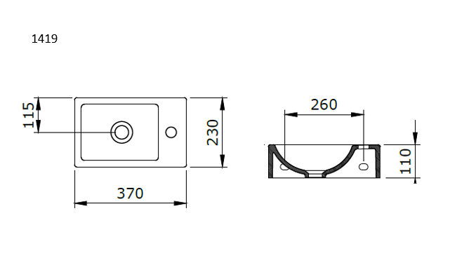 Bocchi 1419-025-0126 Milano Dar Sağ Lavabo 37 cm Mat Kahve