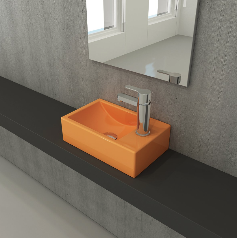 Bocchi 1419-021-0126 Milano Dar Sağ Lavabo 37 cm P. Mandalina Sarısı