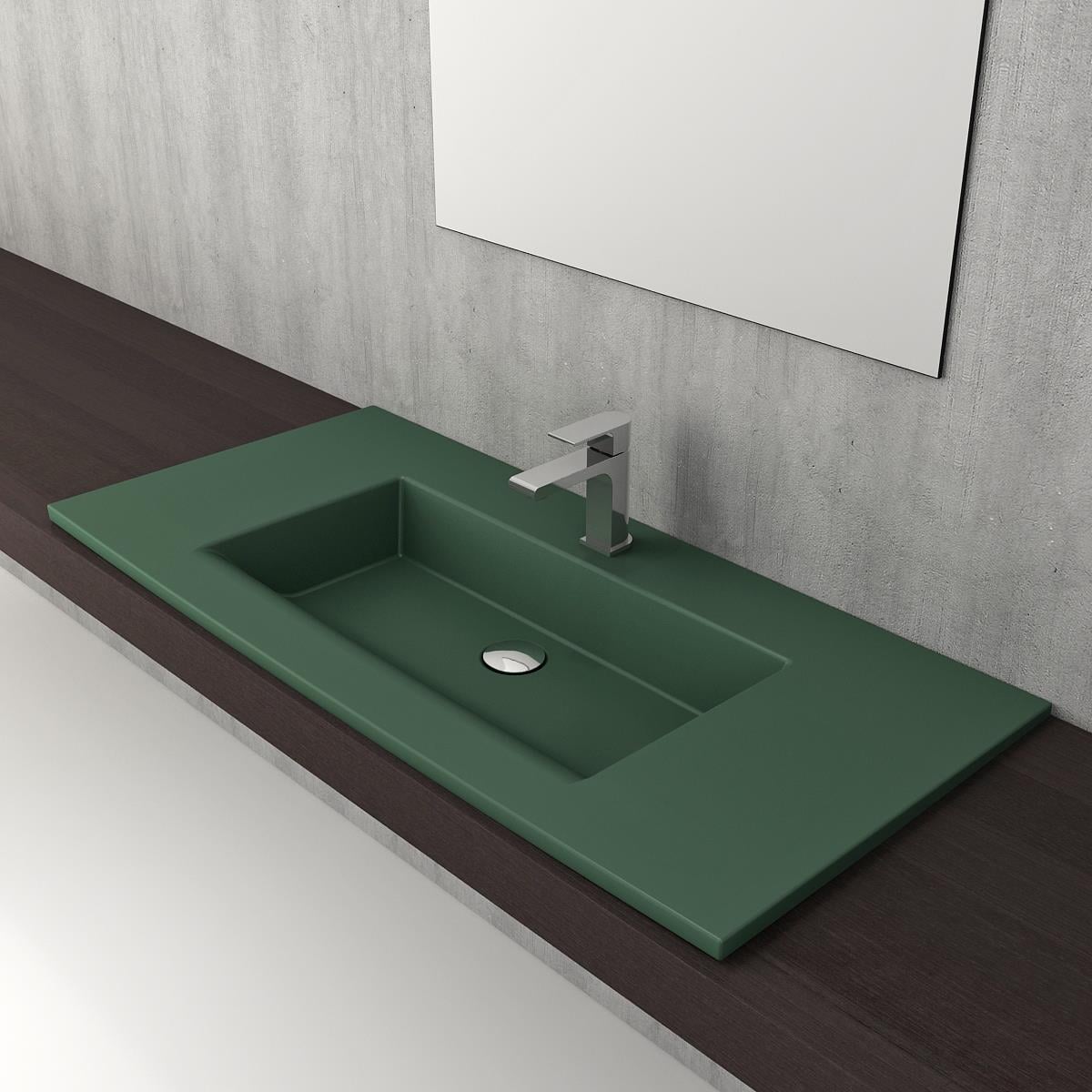 Bocchi 1105-027-0126 Milano Etajerli Lavabo 100 cm Mat Yeşil