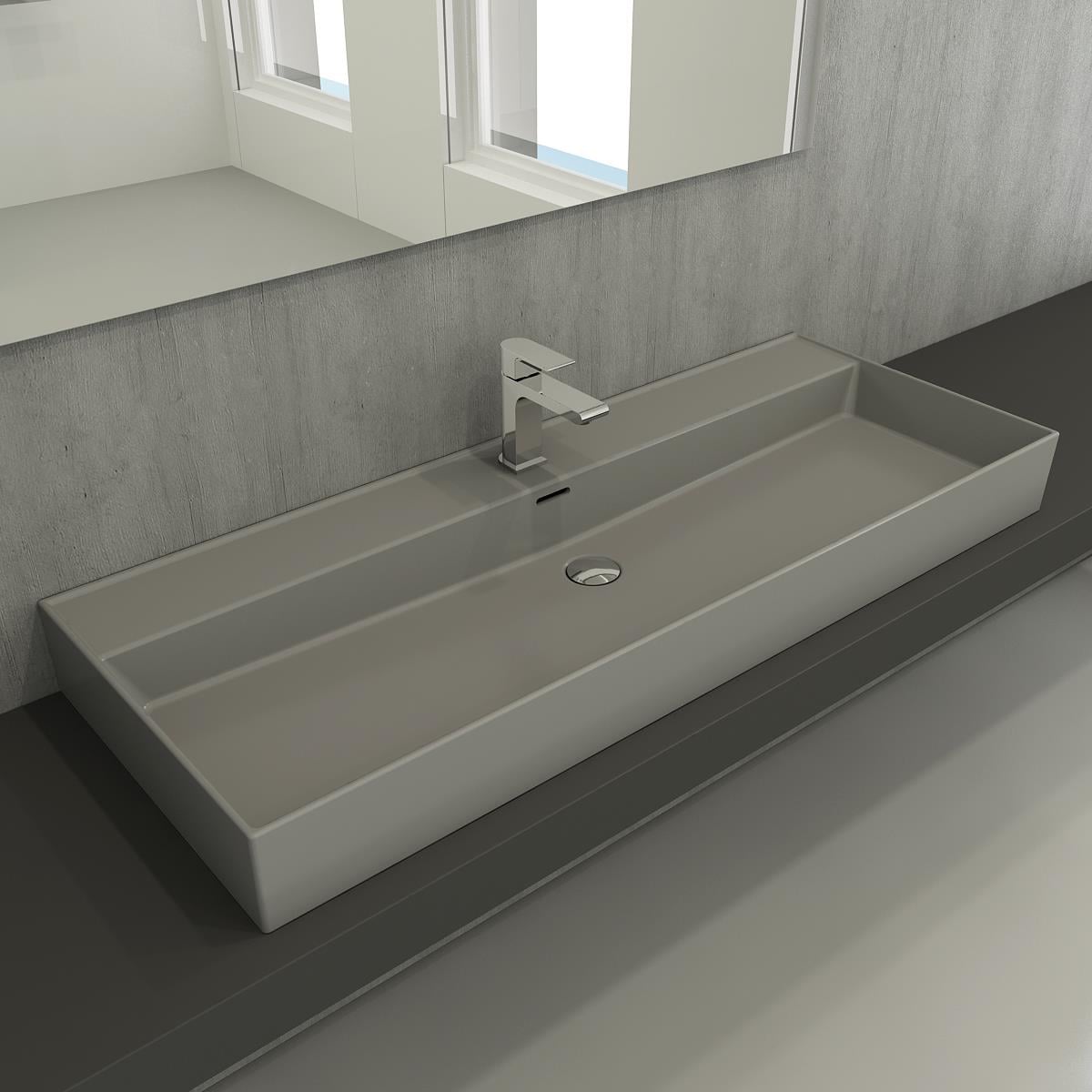 Bocchi Milano Etajerli Lavabo 120 cm Mat Gri