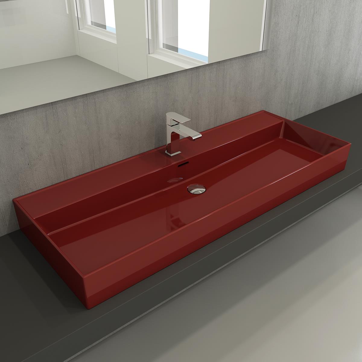 Bocchi Milano Etajerli Lavabo 120 cm Parlak Kırmızı