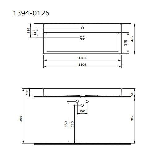 Bocchi Milano Etajerli Lavabo 120 Cm Parlak Beyaz 1394-001-0126