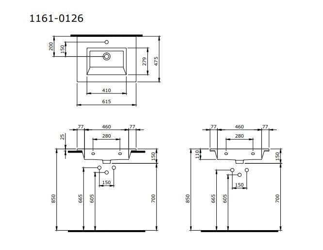 Bocchi 1161-002-0126 Milano Etajerli Lavabo 60 cm Mat Beyaz