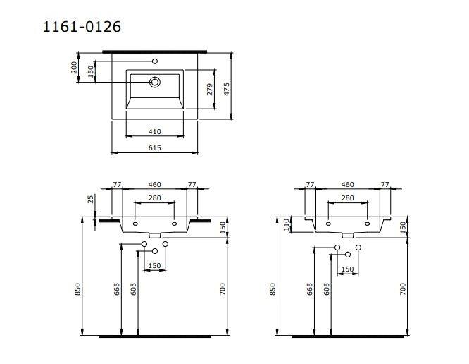 Bocchi 1161-032-0126 Milano Etajerli Lavabo 60 cm Mat Somon