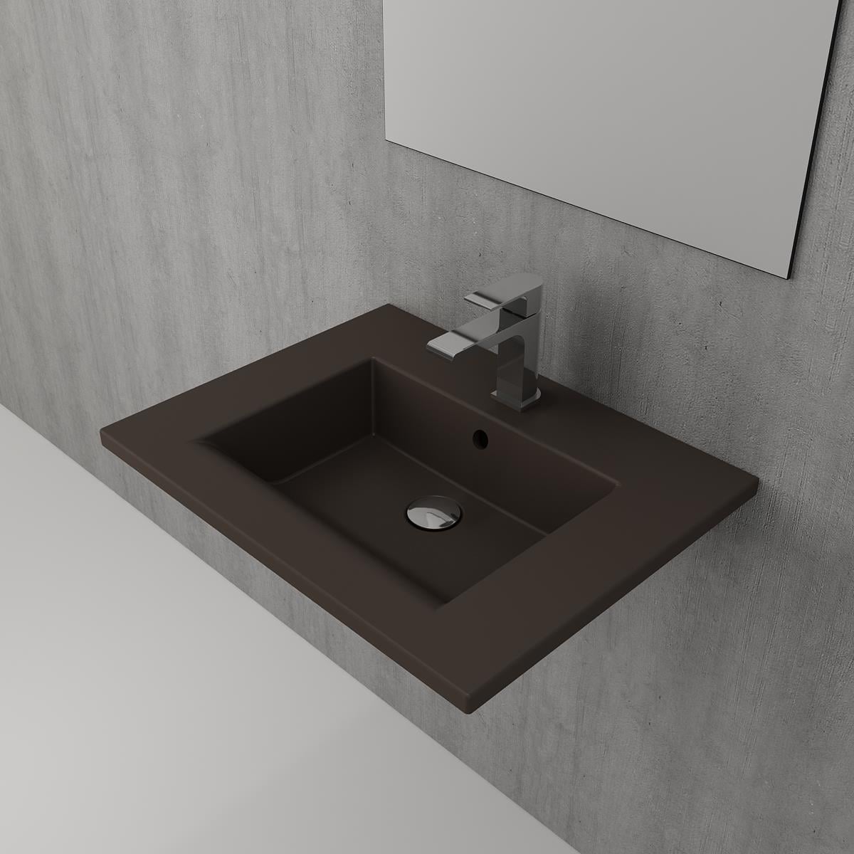 Bocchi 1161-025-0126 Milano Etajerli Lavabo 60 cm Mat Kahve