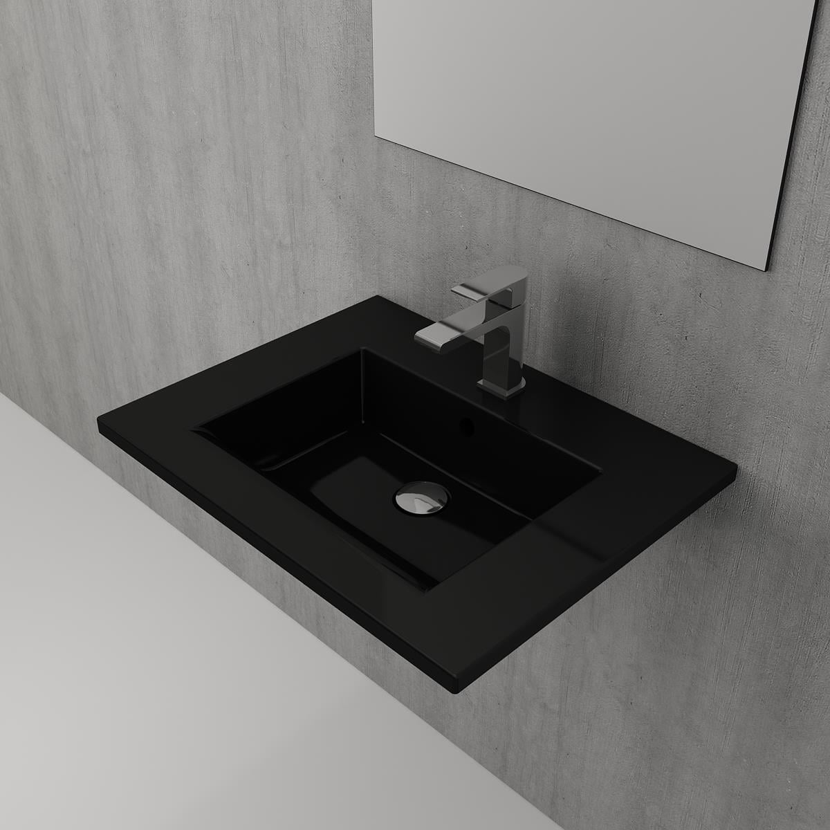 Bocchi 1161-005-0126 Milano Etajerli Lavabo 60 cm Parlak Siyah