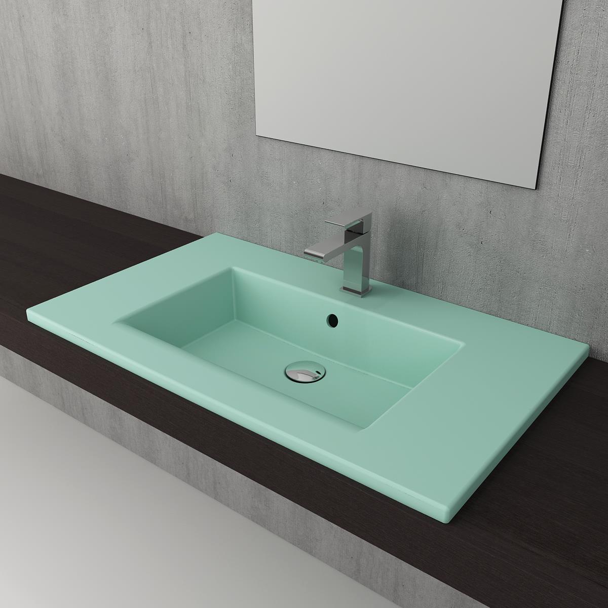 Bocchi 1113-033-0126 Milano Etajerli Lavabo 80 cm Mat Mint Yeşil