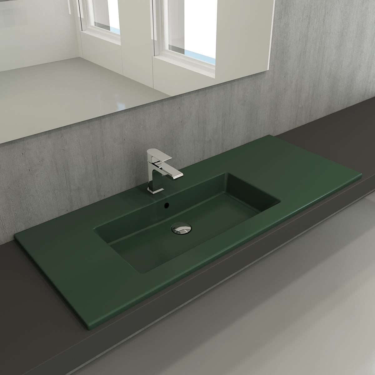 Bocchi Milano Etajerli Sağdan Lavabo 120 cm Mat Yeşil